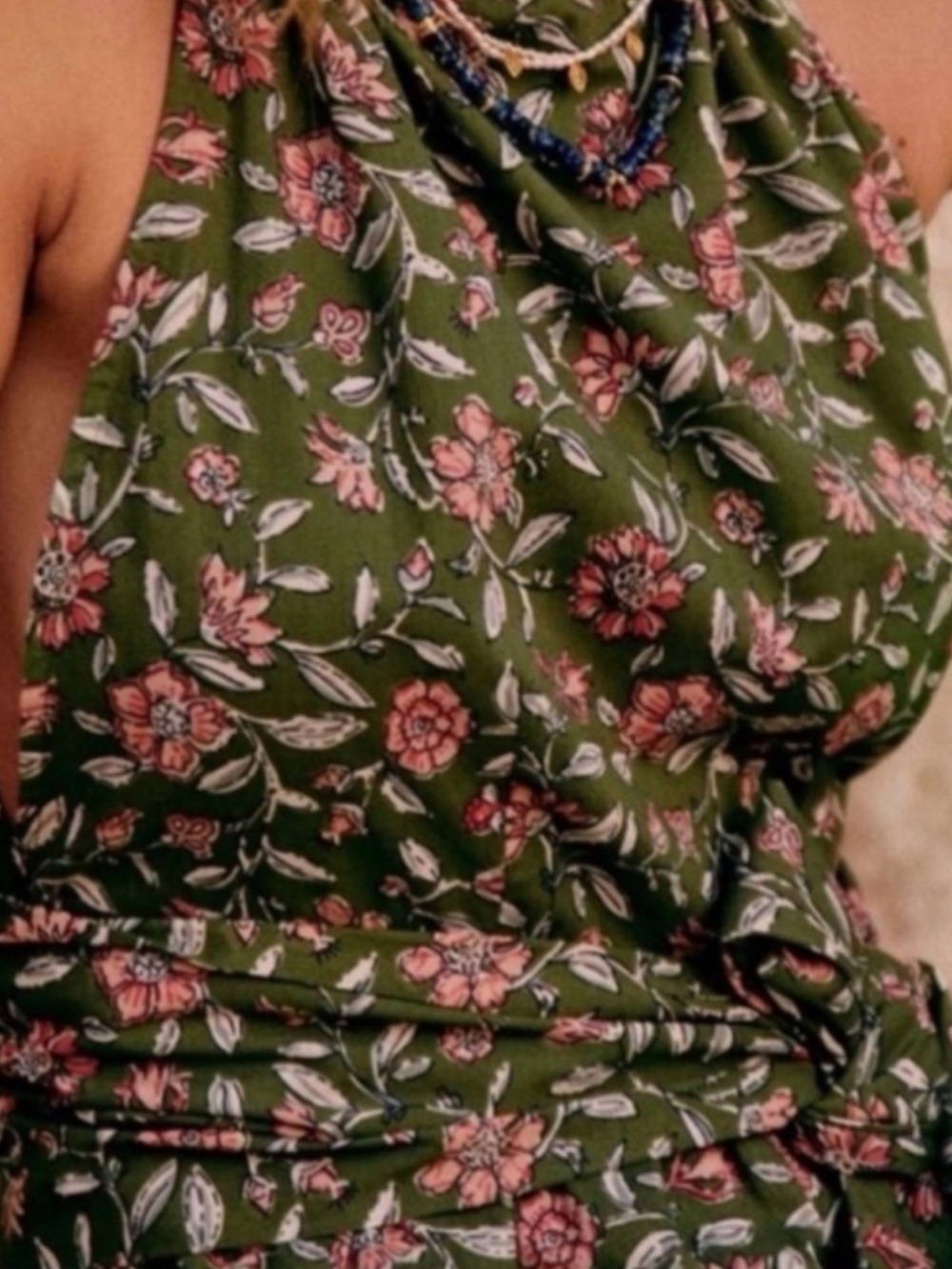 NWT Dune Dress Halter Maxi Khaki with Pink Floral Print - Picture 3 of 16